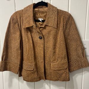 Suede leather, leopard bolero jacket‎